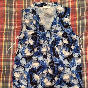 Calvin Klein Blue and White Blouse with Elegant Design